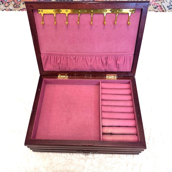 Floral Tapestry Wooden Jewelry Box vintage retro chest organizer 80’s or 90’s - Picture 3 of 8